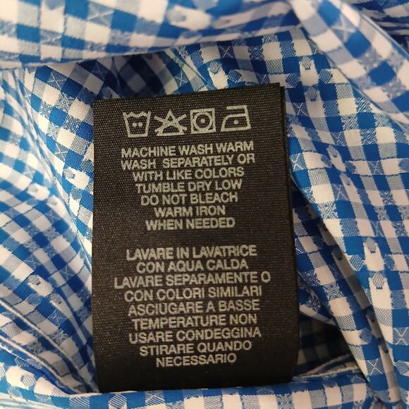 Robert Graham XL Flip Cuff Scrabble Tiles UNIQUE Blue/White Gingham Star Cotton - Picture 14 of 15